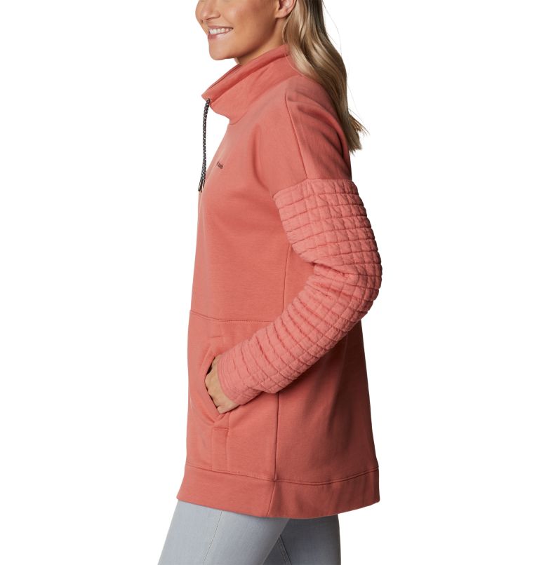 Thumbnail: Women's Sunday Summit Oversized Funnel Pullover, Color: Dark Coral, image 3