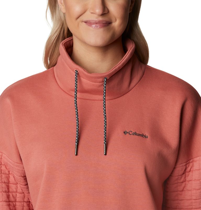 Thumbnail: Women's Sunday Summit Oversized Funnel Pullover, Color: Dark Coral, image 4