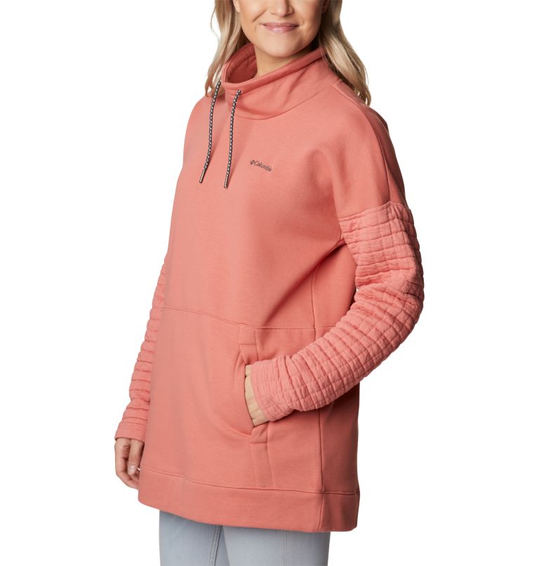 Thumbnail: Women's Sunday Summit Oversized Funnel Pullover, Color: Dark Coral, image 5