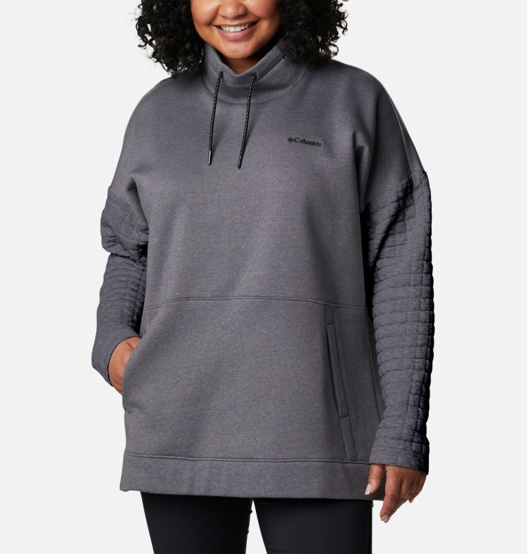 Thumbnail: Women's Sunday Summit Oversized Funnel Pullover - Plus Size, Color: Grey Ash Heather, image 1