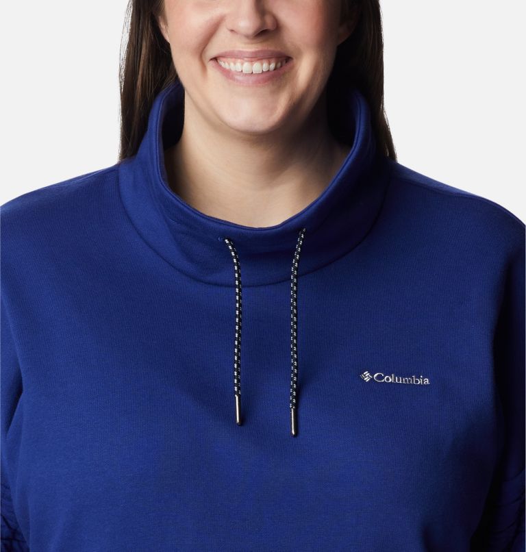 Thumbnail: Women's Sunday Summit Oversized Funnel Pullover - Plus Size, Color: Dark Sapphire, image 4
