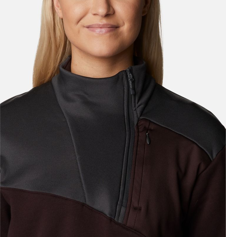 Women's Columbia Lodge Hybrid Pullover, Color: New Cinder, Shark, image 4