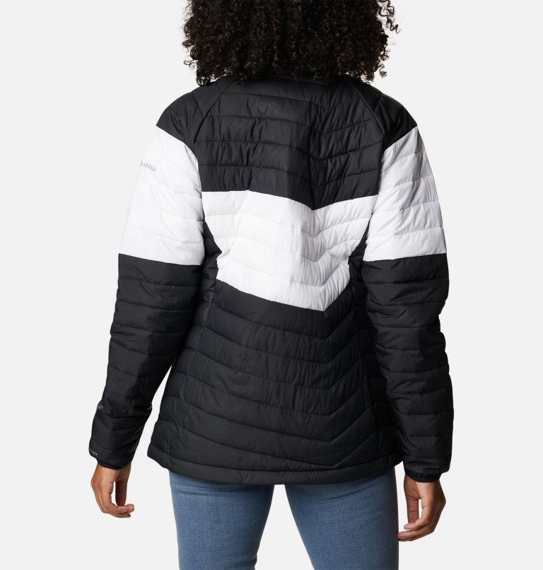 Women's Powder Lite Blocked Jacket, Color: Black, White, Black