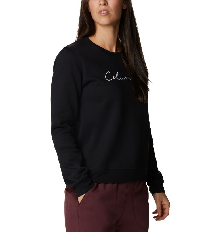 Women's Columbia Trek Graphic Crew Sweatshirt, Color: Black, Script Logo, image 5