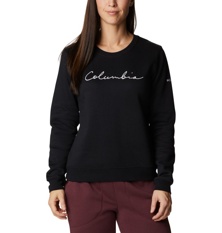 Women's Columbia Trek Graphic Crew Sweatshirt, Color: Black, Script Logo, image 1
