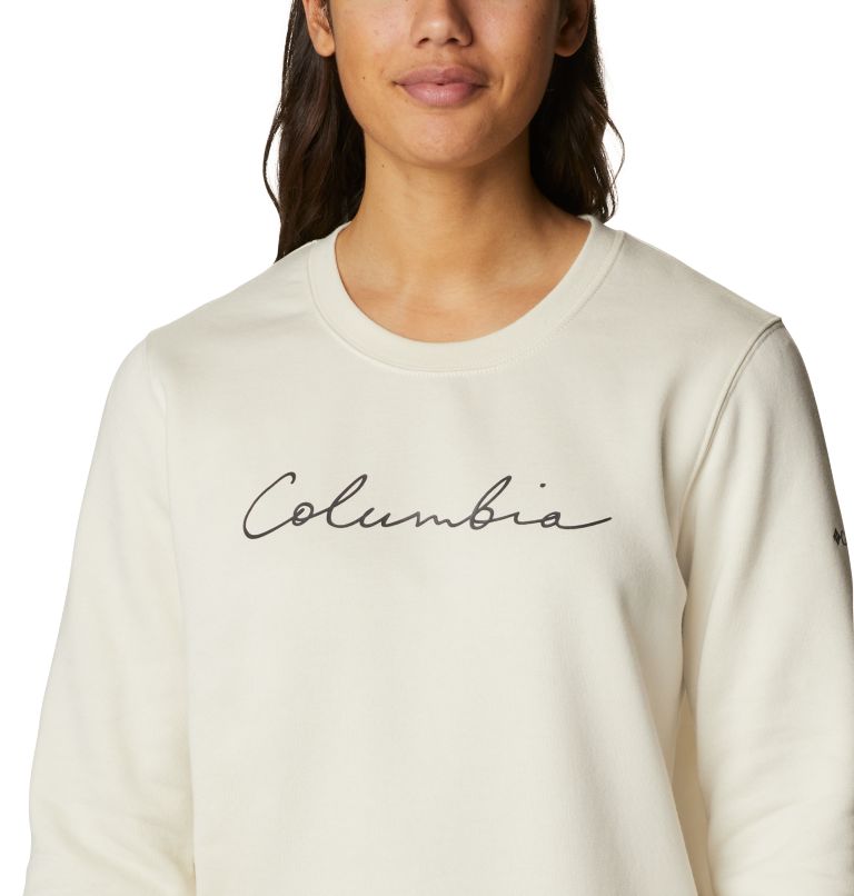Women's Columbia Trek Graphic Crew Sweatshirt, Color: Chalk, Script Logo
