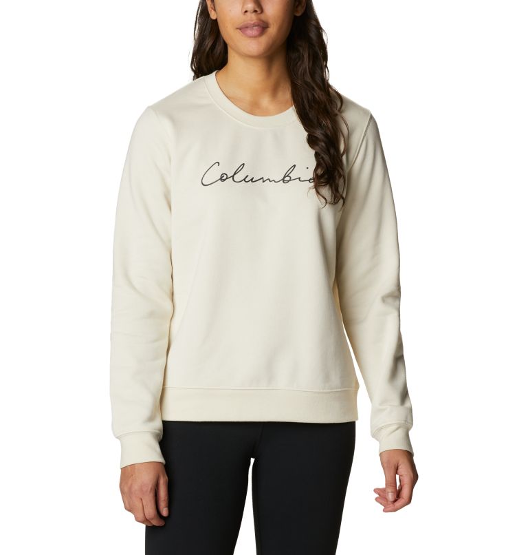 Women's Columbia Trek Graphic Crew Sweatshirt, Color: Chalk, Script Logo, image 1