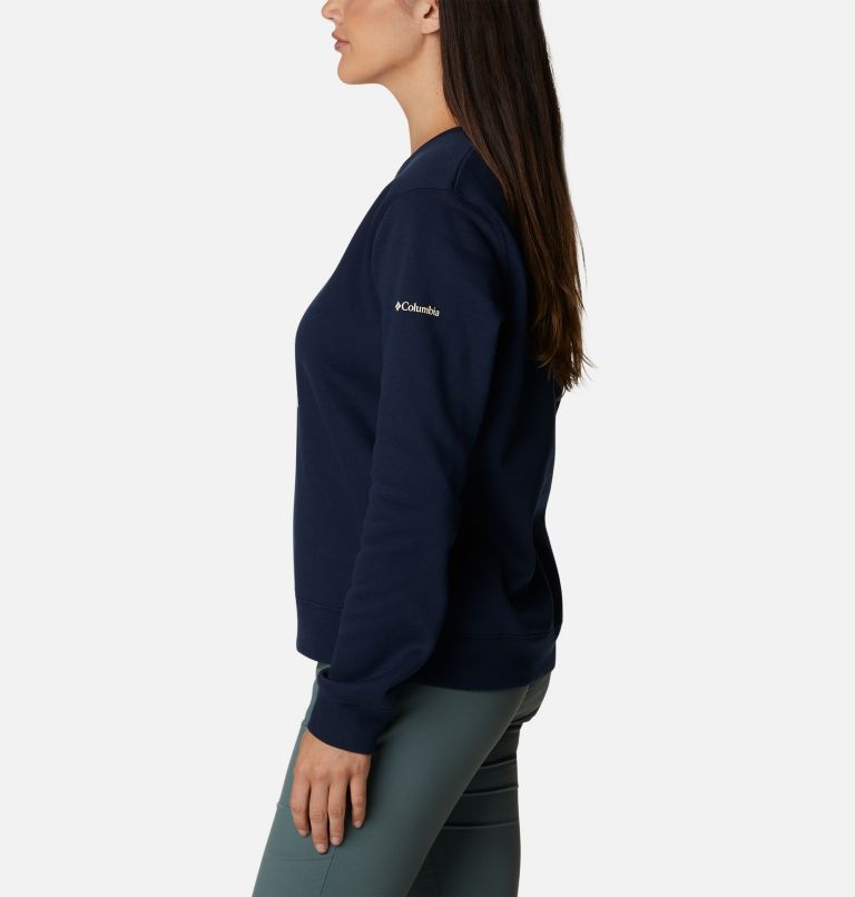 Women's Columbia Trek Graphic Crew Sweatshirt, Color: Collegiate Navy, Stacked Gem, image 3