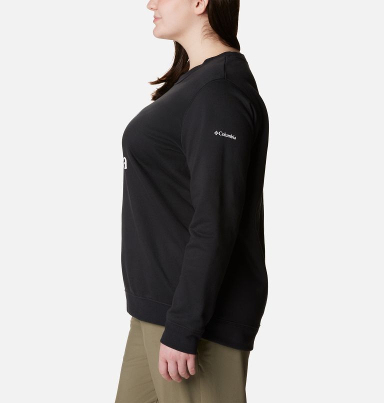 Thumbnail: Women's Columbia Trek Graphic Crew Sweatshirt - Plus Size, Color: Black, White CSC Stacked Logo, image 3