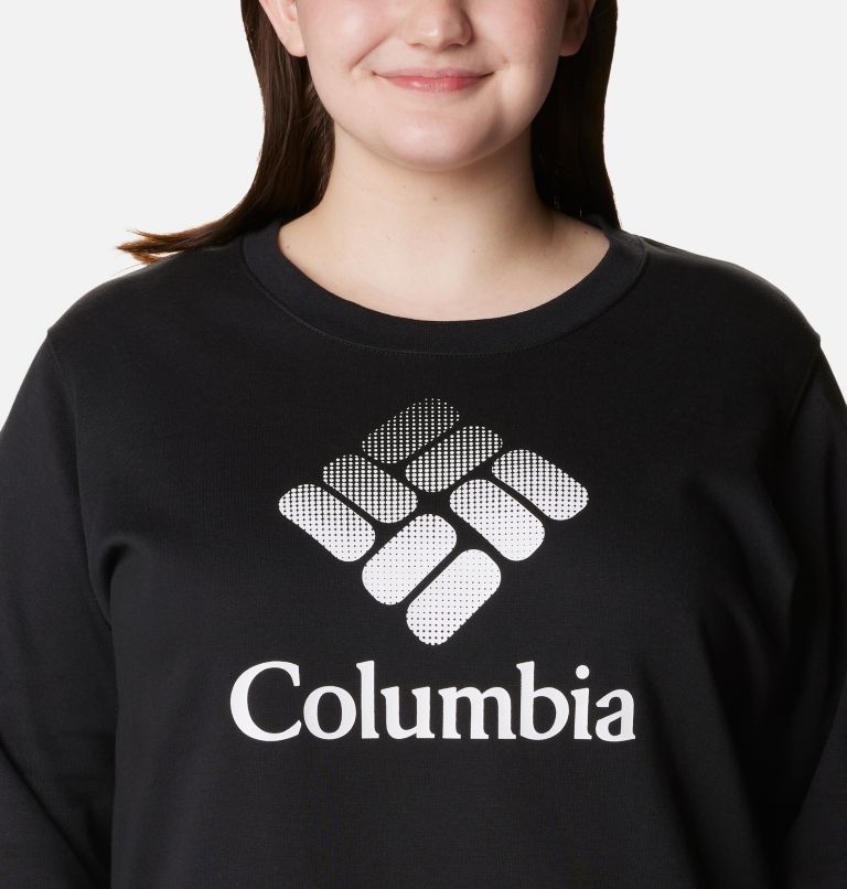 Thumbnail: Women's Columbia Trek Graphic Crew Sweatshirt - Plus Size, Color: Black, White CSC Stacked Logo, image 4
