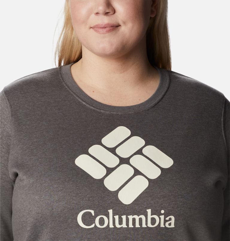Women's Columbia Trek Graphic Crew Sweatshirt - Plus Size, Color: Charcoal Heather, Stacked Gem, image 4