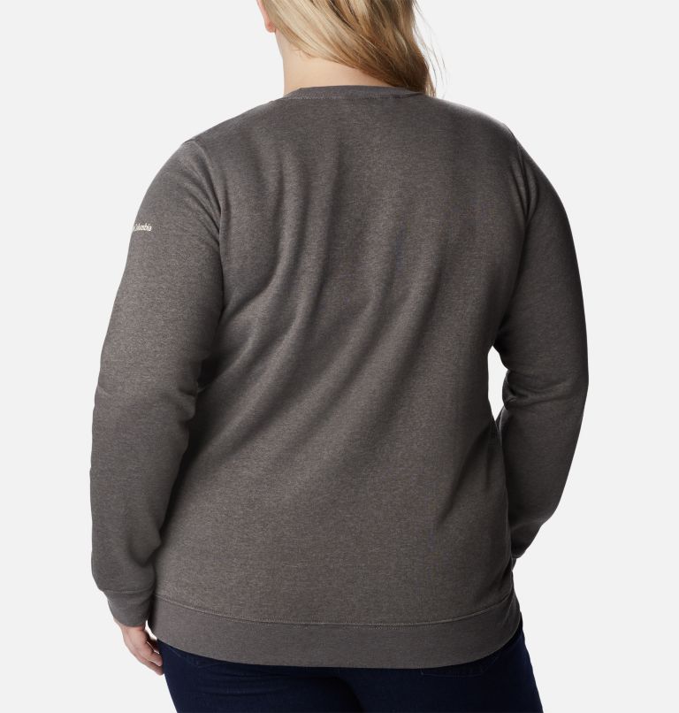 Thumbnail: Women's Columbia Trek Graphic Crew Sweatshirt - Plus Size, Color: Charcoal Heather, Stacked Gem, image 2