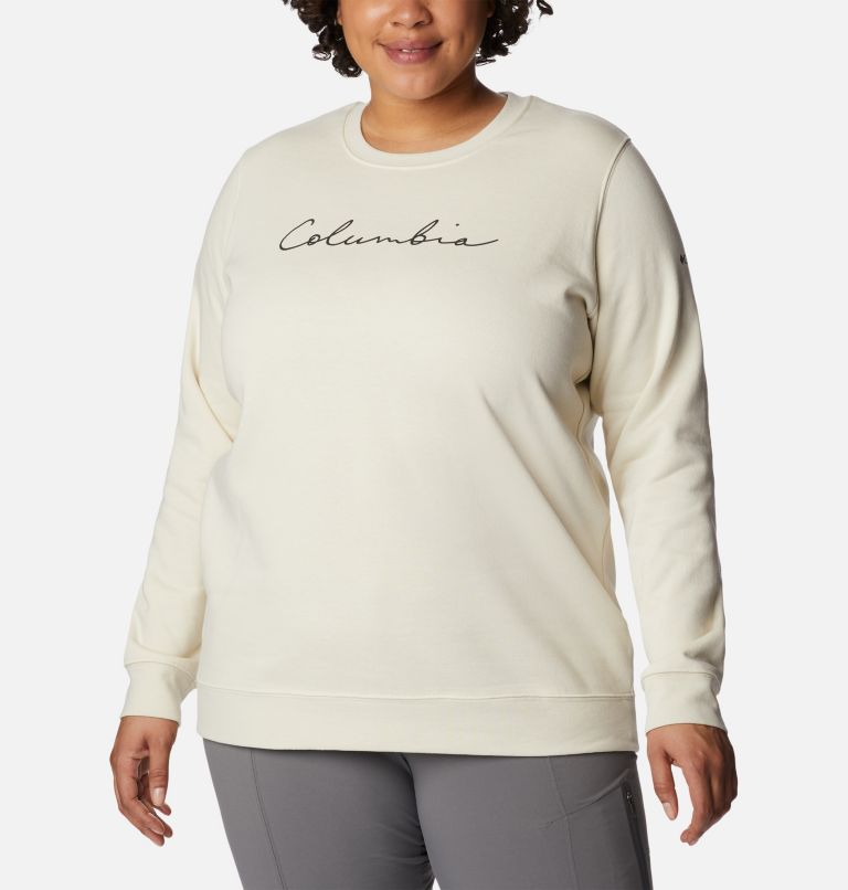 Thumbnail: Women's Columbia Trek Graphic Crew Sweatshirt - Plus Size, Color: Chalk, Script Logo, image 1