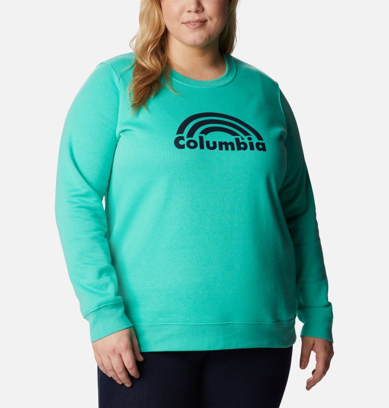 Thumbnail: Women's Columbia Trek Graphic Crew Sweatshirt - Plus Size, Color: Electric Turquoise Rainbow, image 5