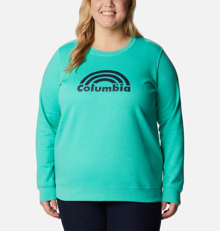 Thumbnail: Women's Columbia Trek Graphic Crew Sweatshirt - Plus Size, Color: Electric Turquoise Rainbow, image 1