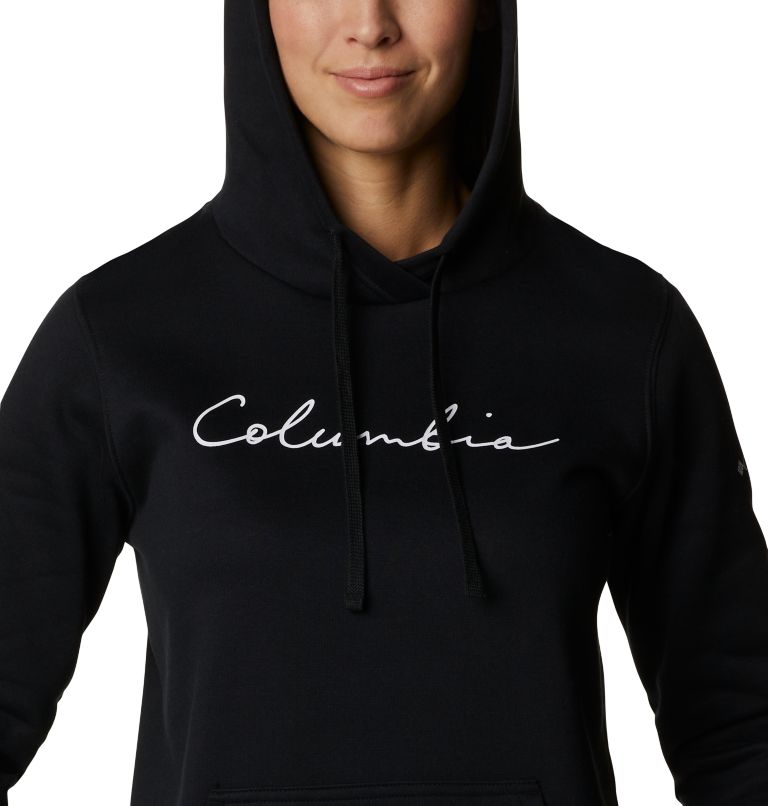 Women's Trek Graphic Hoodie, Color: Black, Script Logo, image 4