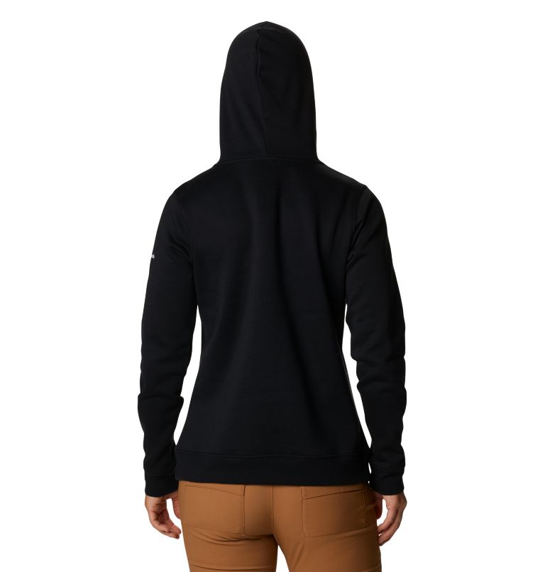 Women's Trek Graphic Hoodie, Color: Black, Script Logo, image 2