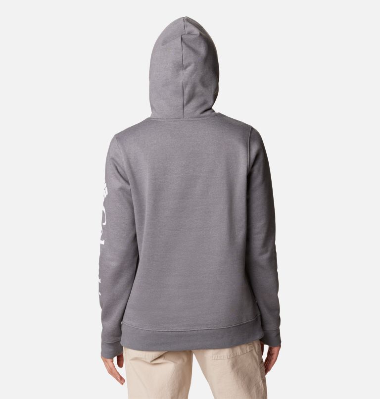 Women's Columbia Trek Graphic Hoodie, Color: City Grey Heather, White Logo, image 2