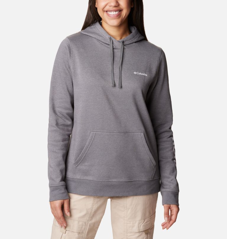 Women's Columbia Trek Graphic Hoodie, Color: City Grey Heather, White Logo, image 1