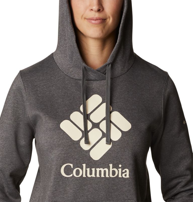 Thumbnail: Women's Columbia Trek Graphic Hoodie, Color: Charcoal Heather, Stacked Gem, image 4
