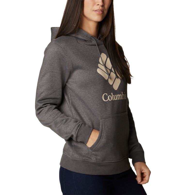 Thumbnail: Women's Columbia Trek Graphic Hoodie, Color: Charcoal Heather, Stacked Gem, image 5