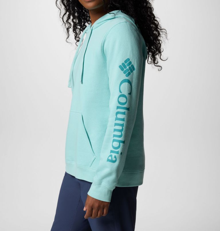 Women's Columbia Trek Graphic Hoodie, Color: Spray, Gem Columbia Sleeve, image 5