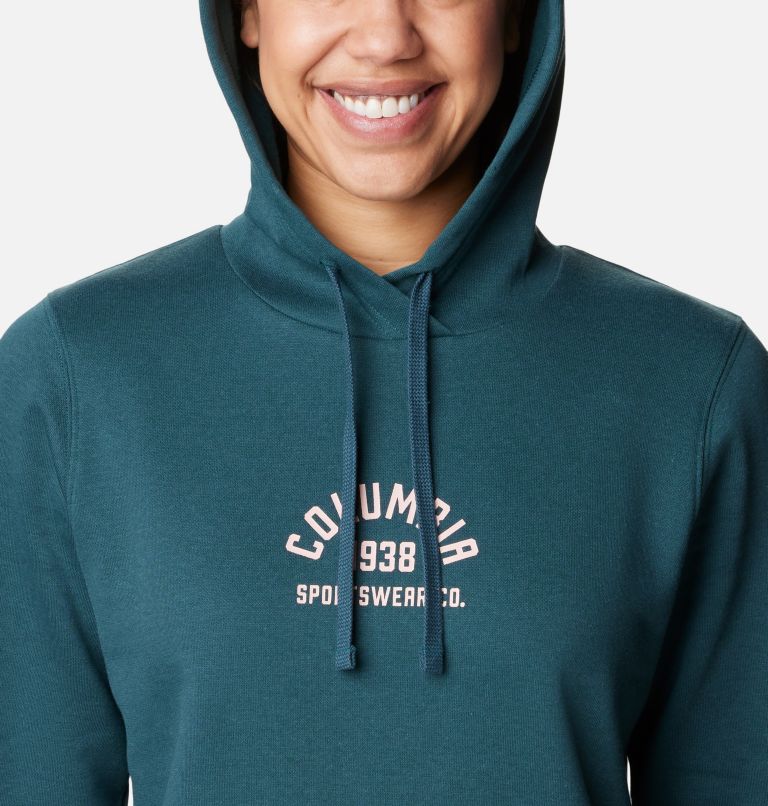 Women's Trek Graphic Hoodie, Color: Night Wave, Dusty Pink, image 4