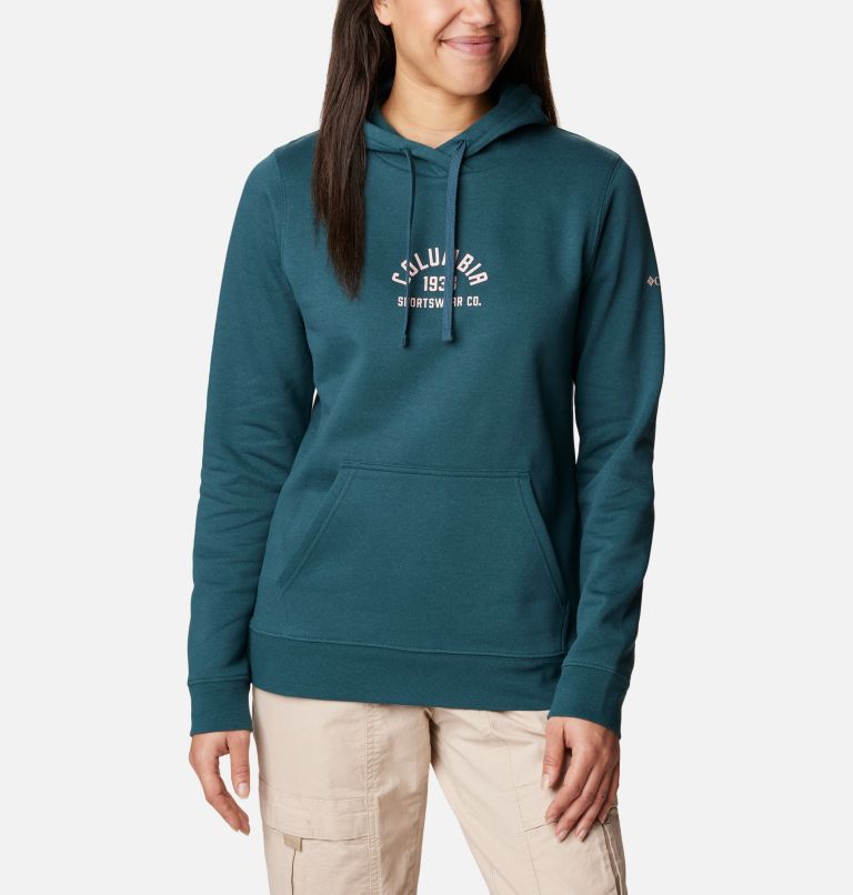 Women's Trek Graphic Hoodie, Color: Night Wave, Dusty Pink, image 1
