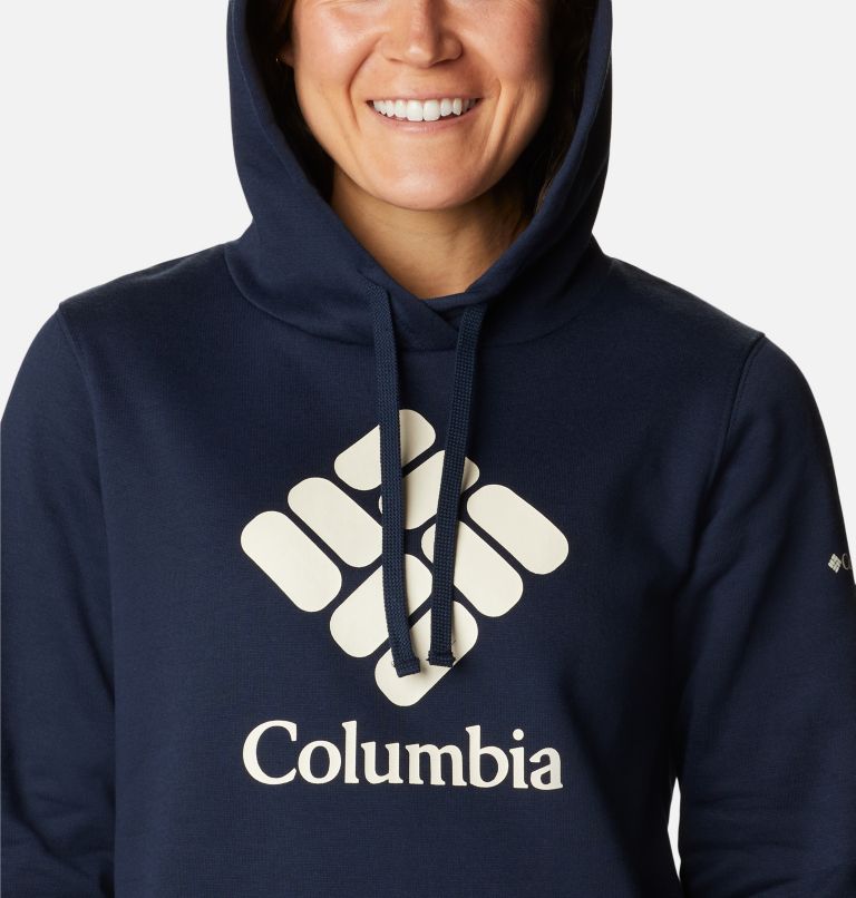 Women's Columbia Trek Graphic Hoodie, Color: Collegiate Navy, Stacked Gem, image 4