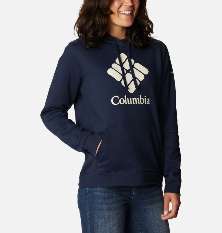 Thumbnail: Women's Columbia Trek Graphic Hoodie, Color: Collegiate Navy, Stacked Gem, image 5
