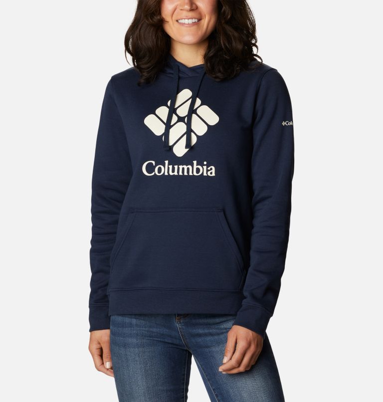Columbia Trek Graphic Hoodie, Color: Collegiate Navy, Stacked Gem, image 1