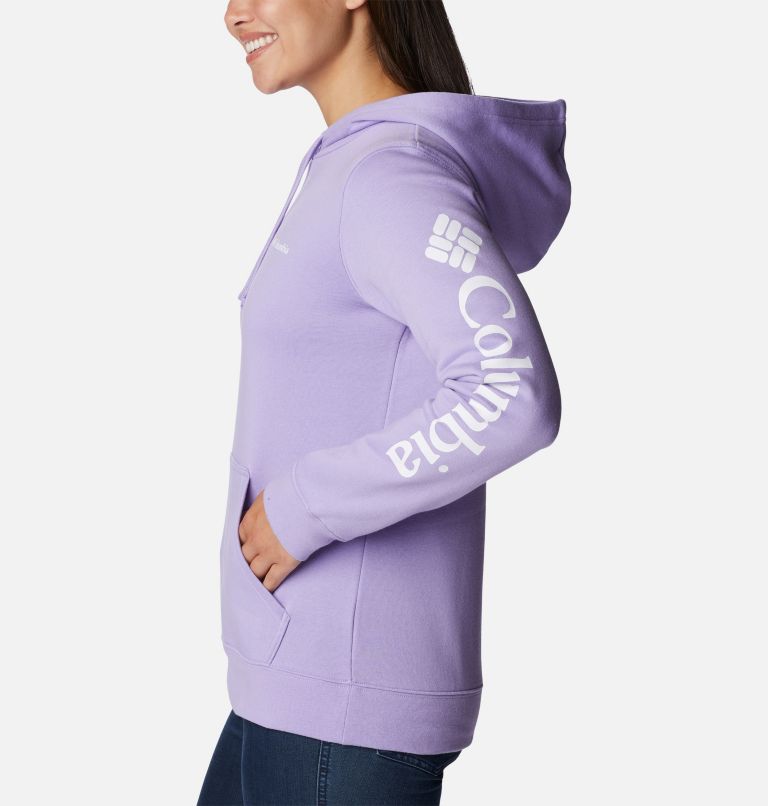 Thumbnail: Women's Columbia Trek Graphic Hoodie, Color: Frosted Purple, White Logo, image 3