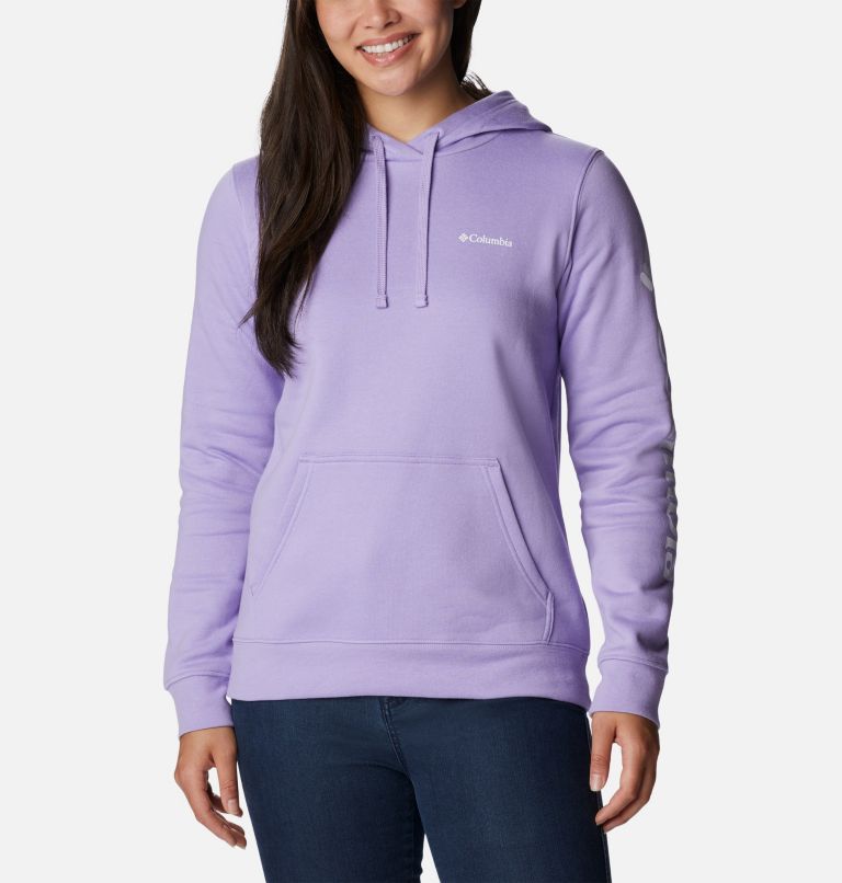 Thumbnail: Women's Columbia Trek Graphic Hoodie, Color: Frosted Purple, White Logo, image 1