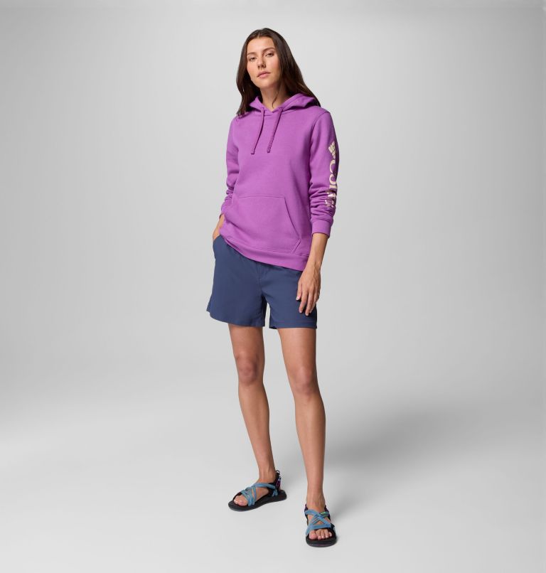 Women's Columbia Trek Graphic Hoodie, Color: Razzle, Gem Columbia Sleeve, image 7