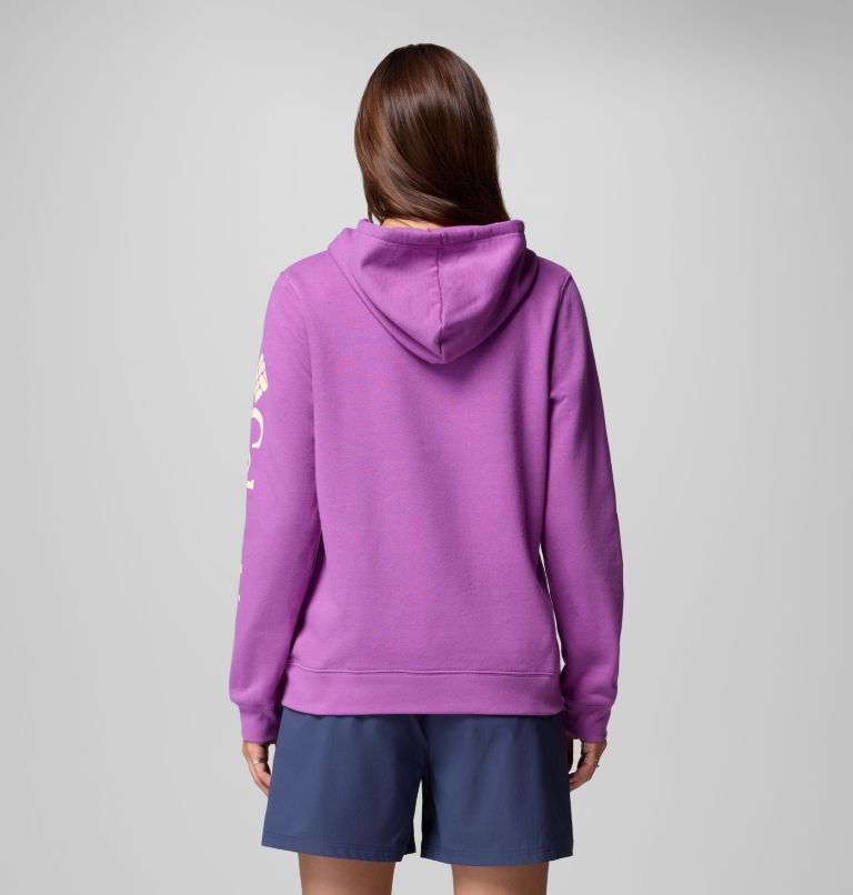 Women's Columbia Trek Graphic Hoodie, Color: Razzle, Gem Columbia Sleeve, image 2