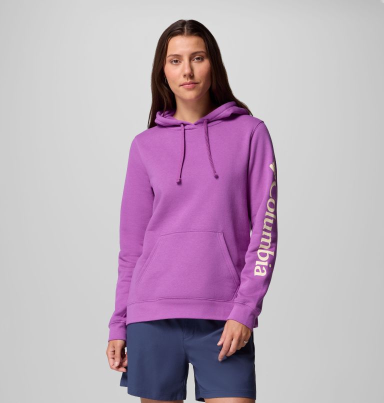 Women's Columbia Trek Graphic Hoodie, Color: Razzle, Gem Columbia Sleeve, image 1