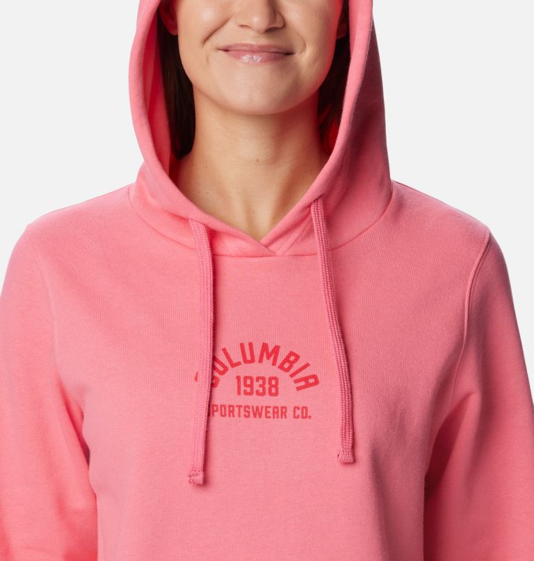 Thumbnail: Women's Trek Graphic Hoodie, Color: Camellia Rose, Red Lily, image 4