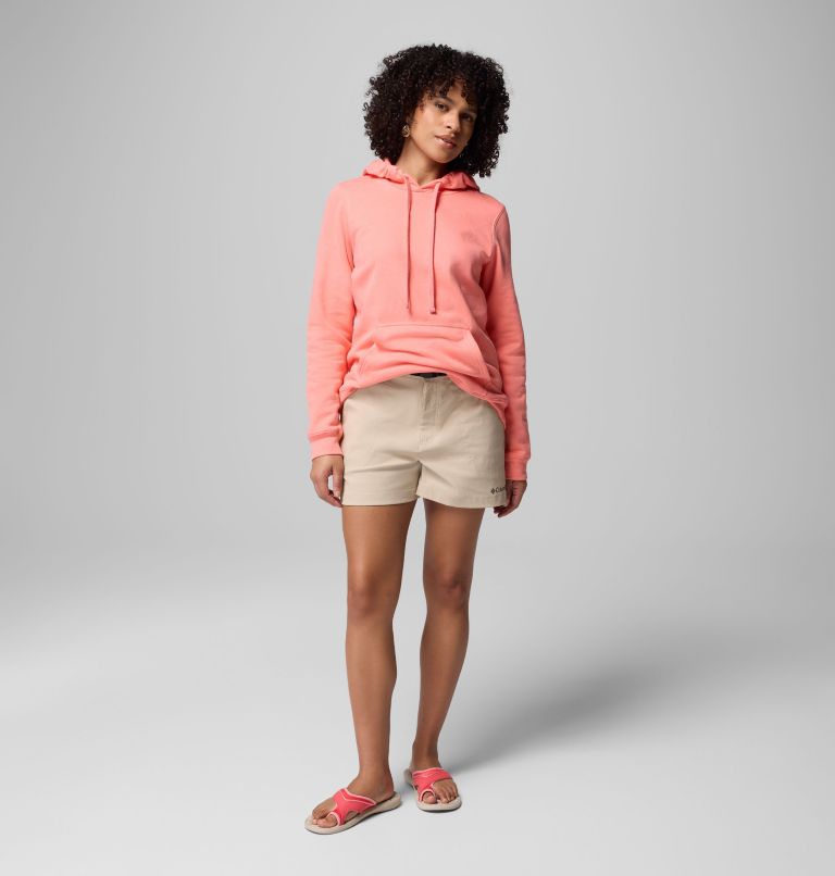 Women's Columbia Trek Graphic Hoodie, Color: Alpenglow, Gem Columbia Sleeve, image 2