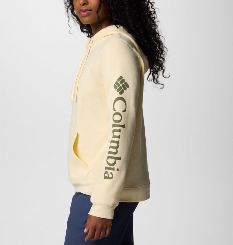 Women's Columbia Trek Graphic Hoodie, Color: Lemon Wash, Gem Columbia Sleeve, image 5