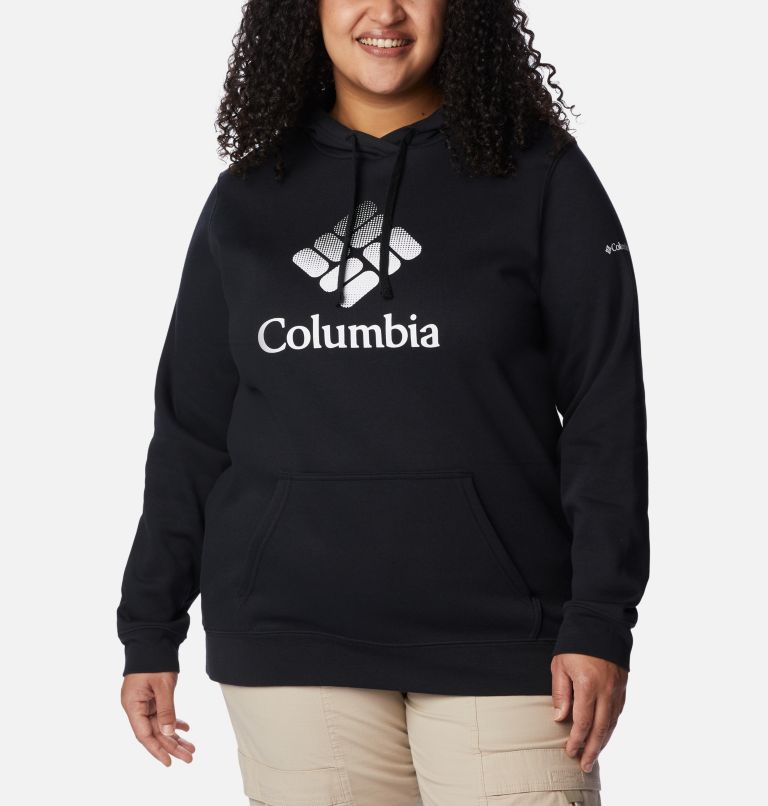 Thumbnail: Women's Columbia Trek Graphic Hoodie - Plus Size, Color: Black, White CSC Stacked Logo, image 1