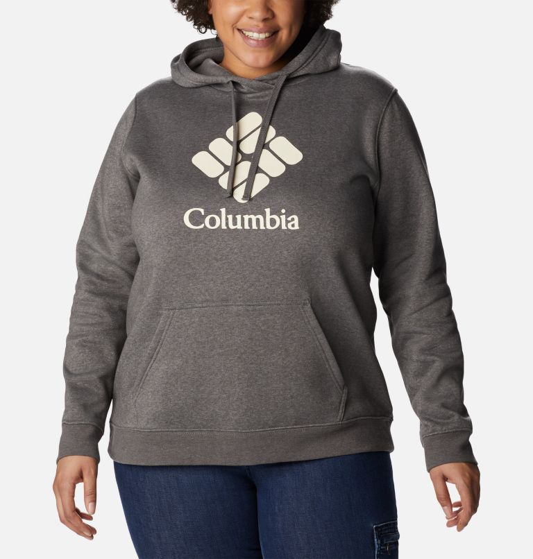 Women's Columbia Trek Graphic Hoodie - Plus Size, Color: Charcoal Heather, Stacked Gem, image 1