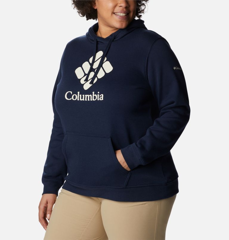 Women's Columbia Trek Graphic Hoodie - Plus Size, Color: Collegiate Navy, Stacked Gem
