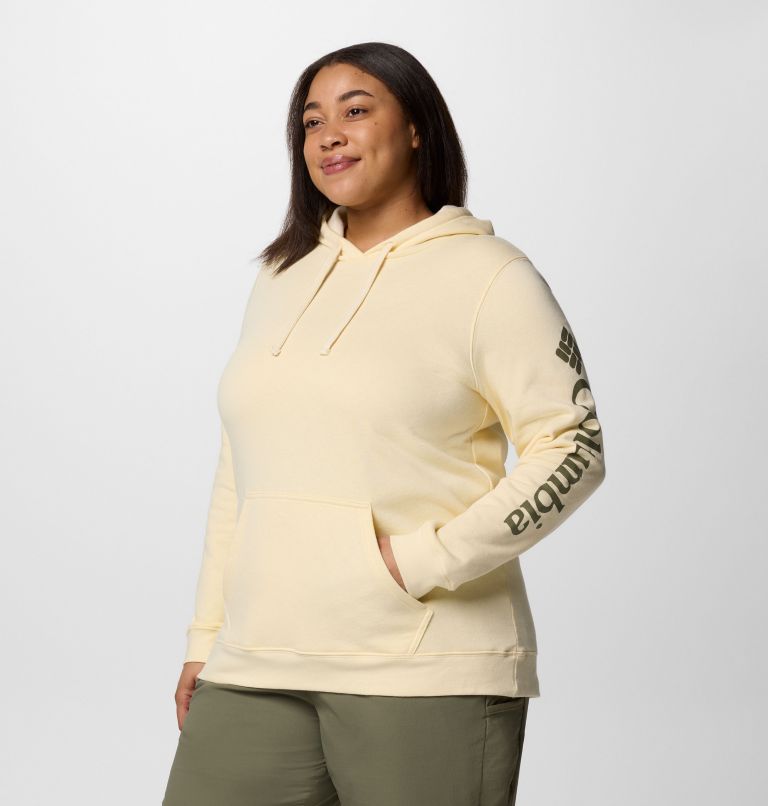 Women's Columbia Trek Graphic Hoodie - Plus Size, Color: Lemon Wash, Gem Columbia Sleeve, image 3