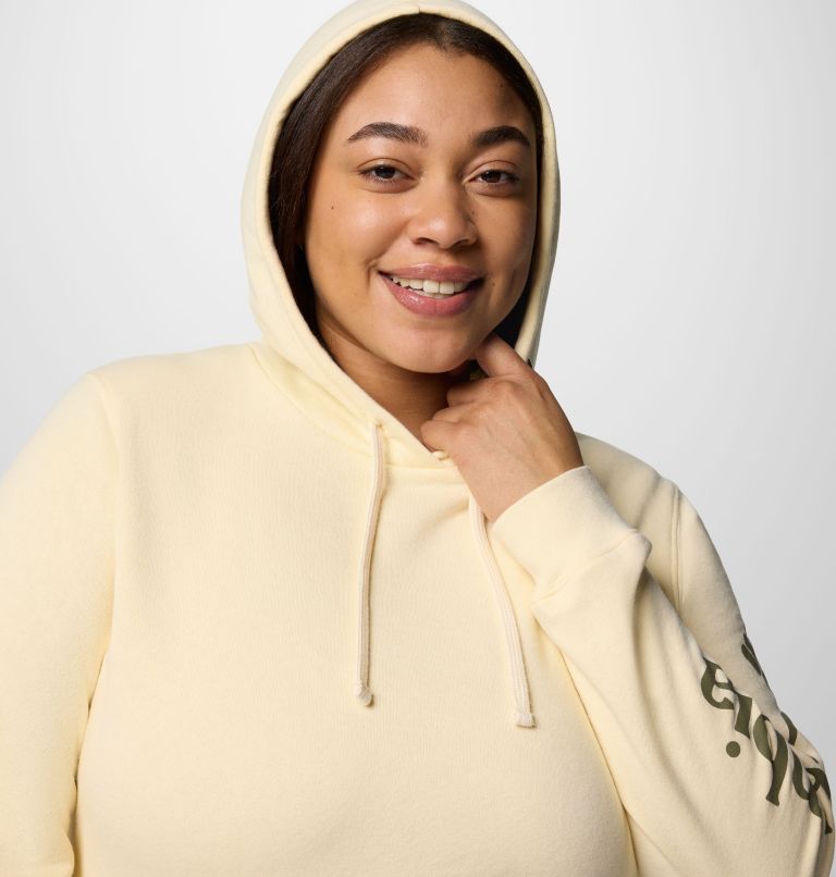 Women's Columbia Trek Graphic Hoodie - Plus Size, Color: Lemon Wash, Gem Columbia Sleeve, image 4