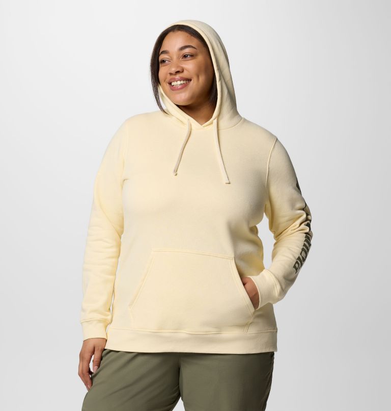 Women's Columbia Trek Graphic Hoodie - Plus Size, Color: Lemon Wash, Gem Columbia Sleeve, image 5