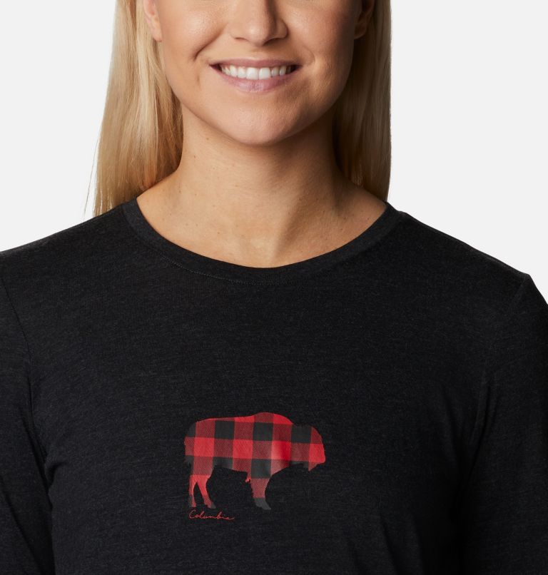Women's Hidden Haven Long Sleeve T-Shirt, Color: Black Heather, Range Roam Print, image 4