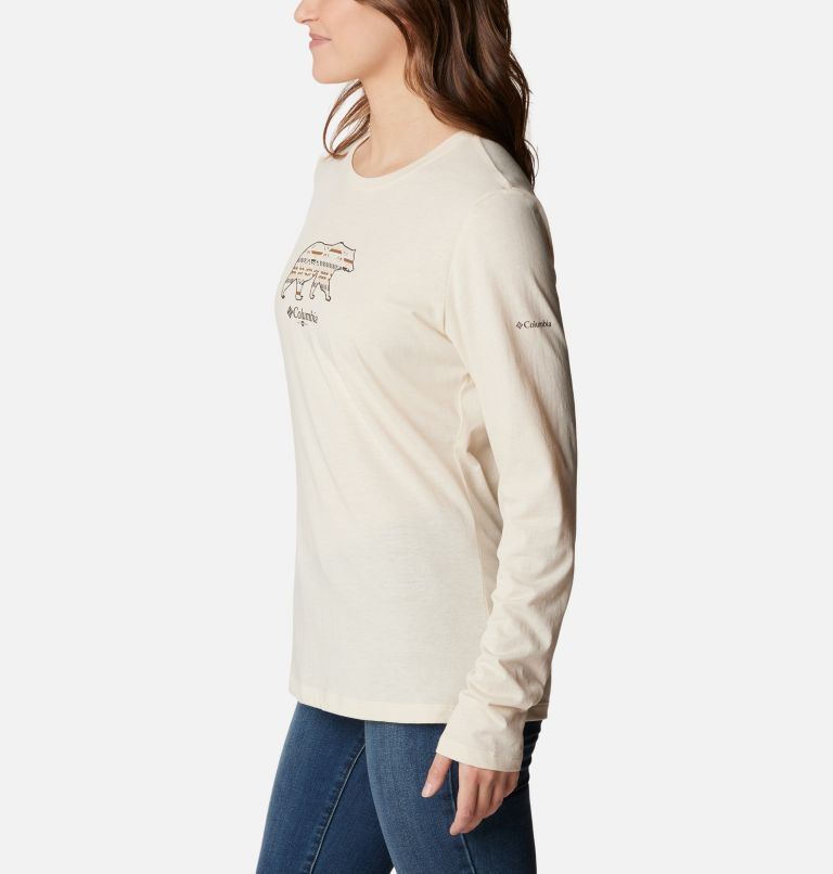 Women's Hidden Haven Long Sleeve T-Shirt, Color: Chalk, Bearly Checkered, image 3