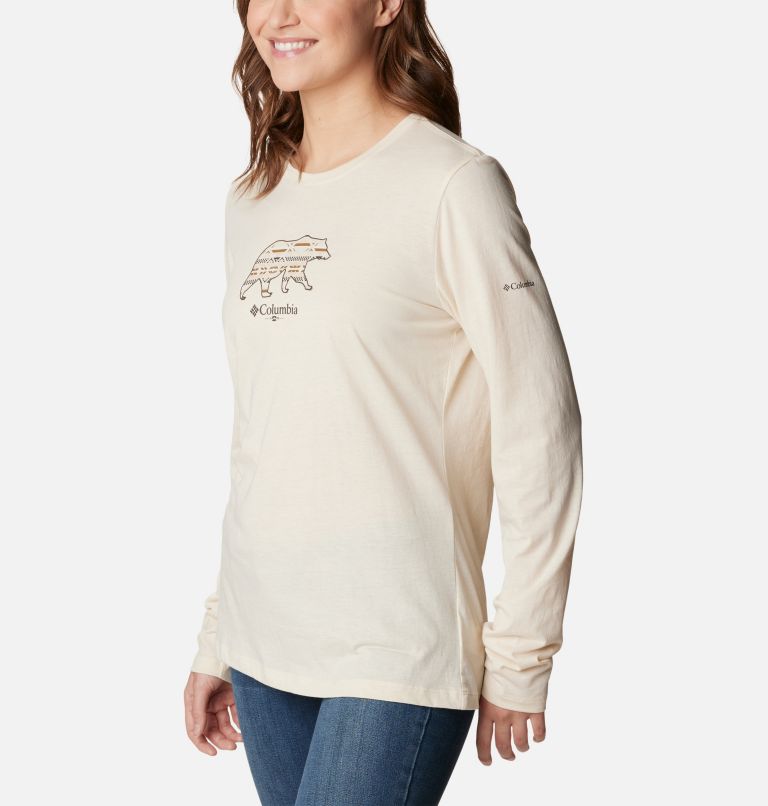 Thumbnail: Women's Hidden Haven Long Sleeve T-Shirt, Color: Chalk, Bearly Checkered, image 5