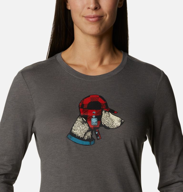 Women's Hidden Haven Long Sleeve T-Shirt, Color: Charcoal Heather, Dog, image 4