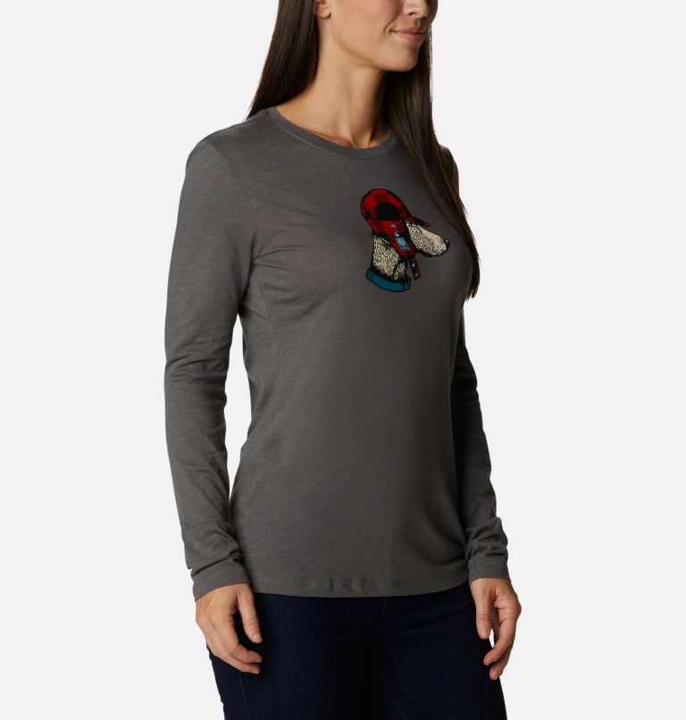 Women's Hidden Haven Long Sleeve T-Shirt, Color: Charcoal Heather, Dog, image 5